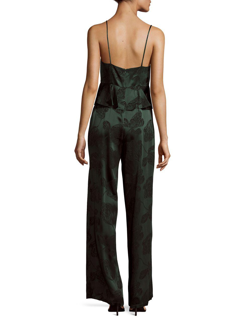 Cynthia Rowley Synthetic Floral Motif Wide Leg Jumpsuit in Forest Green ...