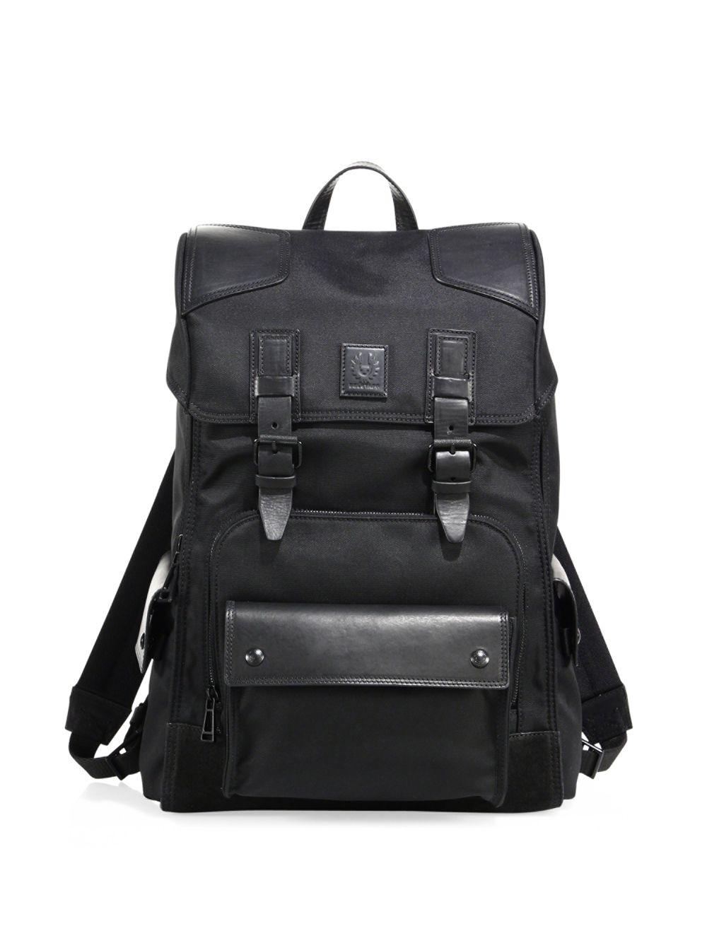 Belstaff Roadmaster Leather Trimmed Backpack in Black for Men | Lyst