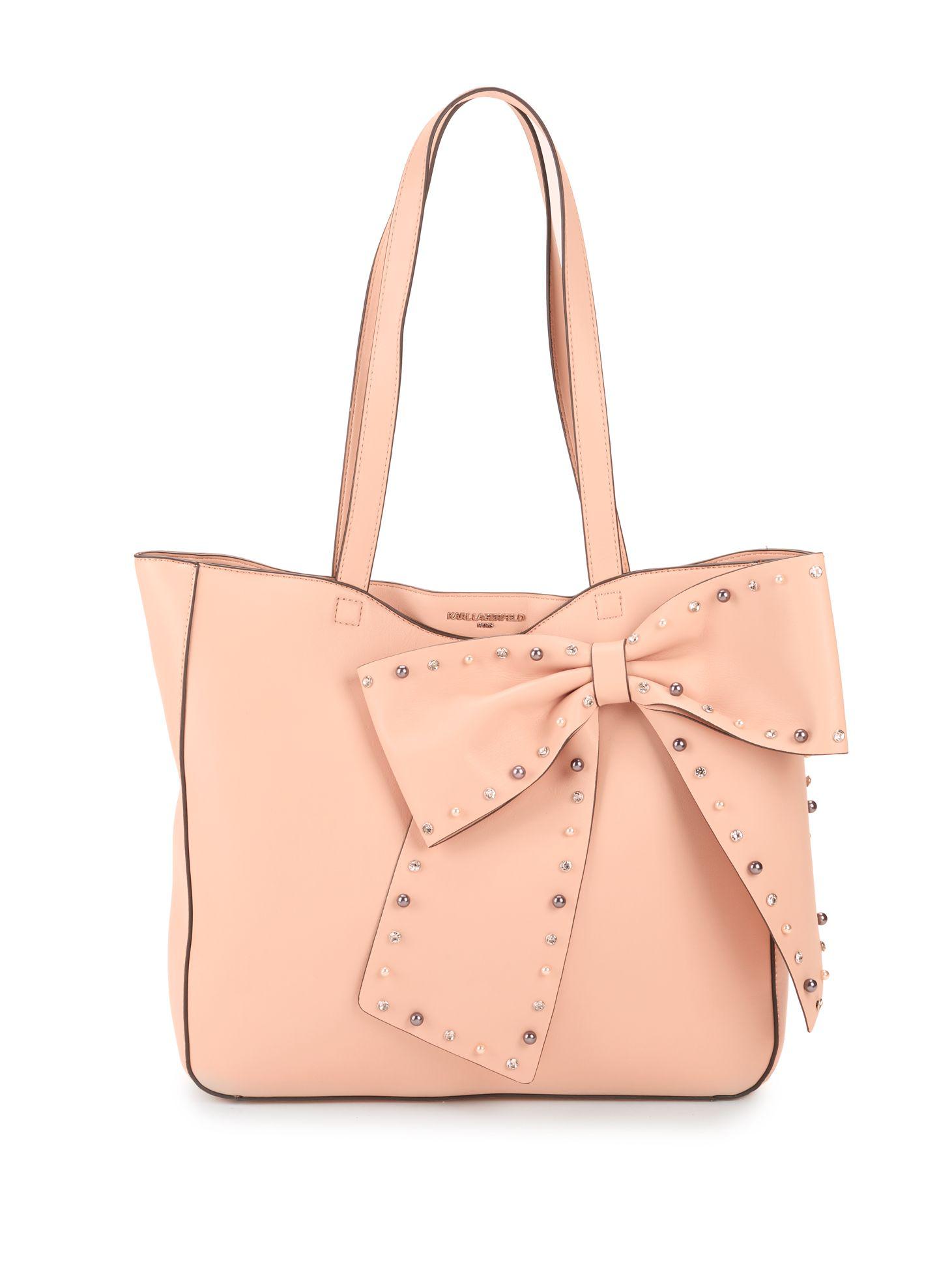 Karl Lagerfeld Embellished Bow Tote in Pink Lyst