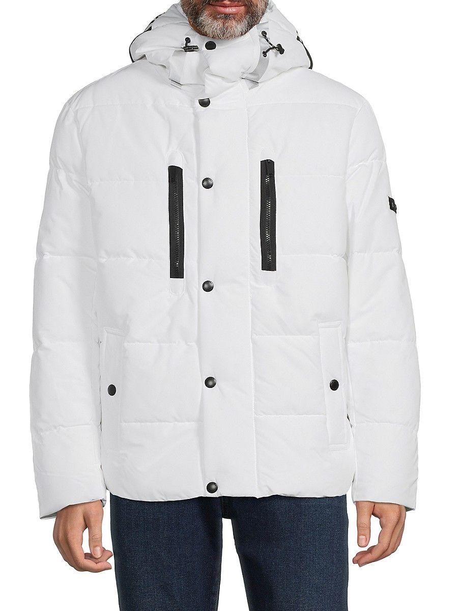 Michael Kors Choisy Heavyweight Hooded Puffer Jacket in White for