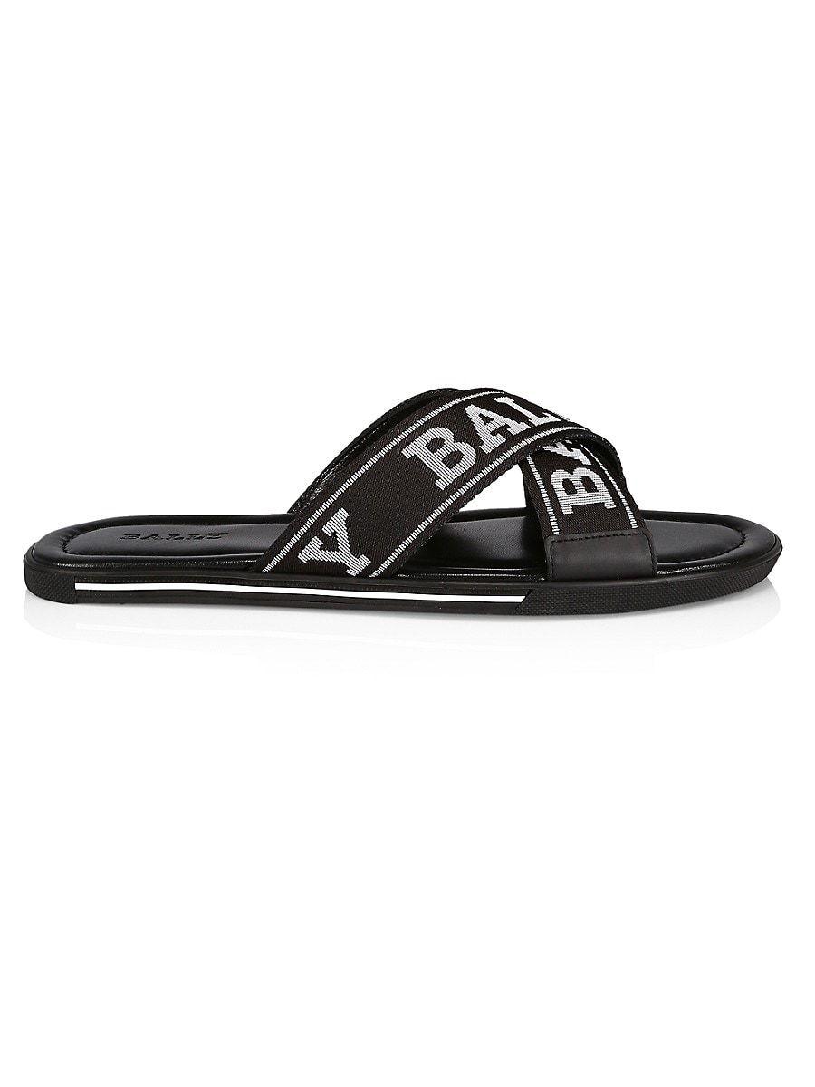 Bally Logo Cross-strap Slide Sandals in Black for Men | Lyst