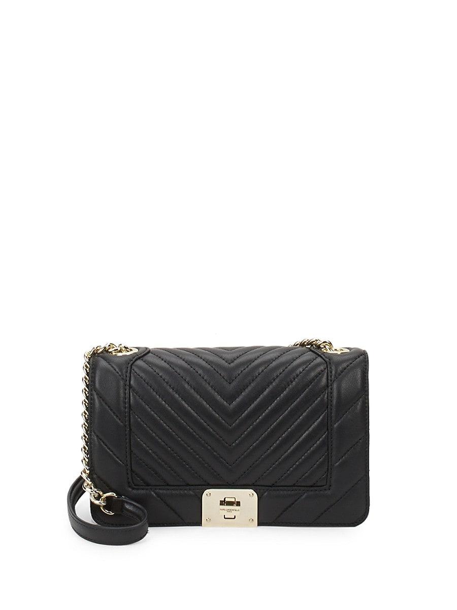 Karl Lagerfeld Lara Quilted Leather Shoulder Bag in Black Lyst