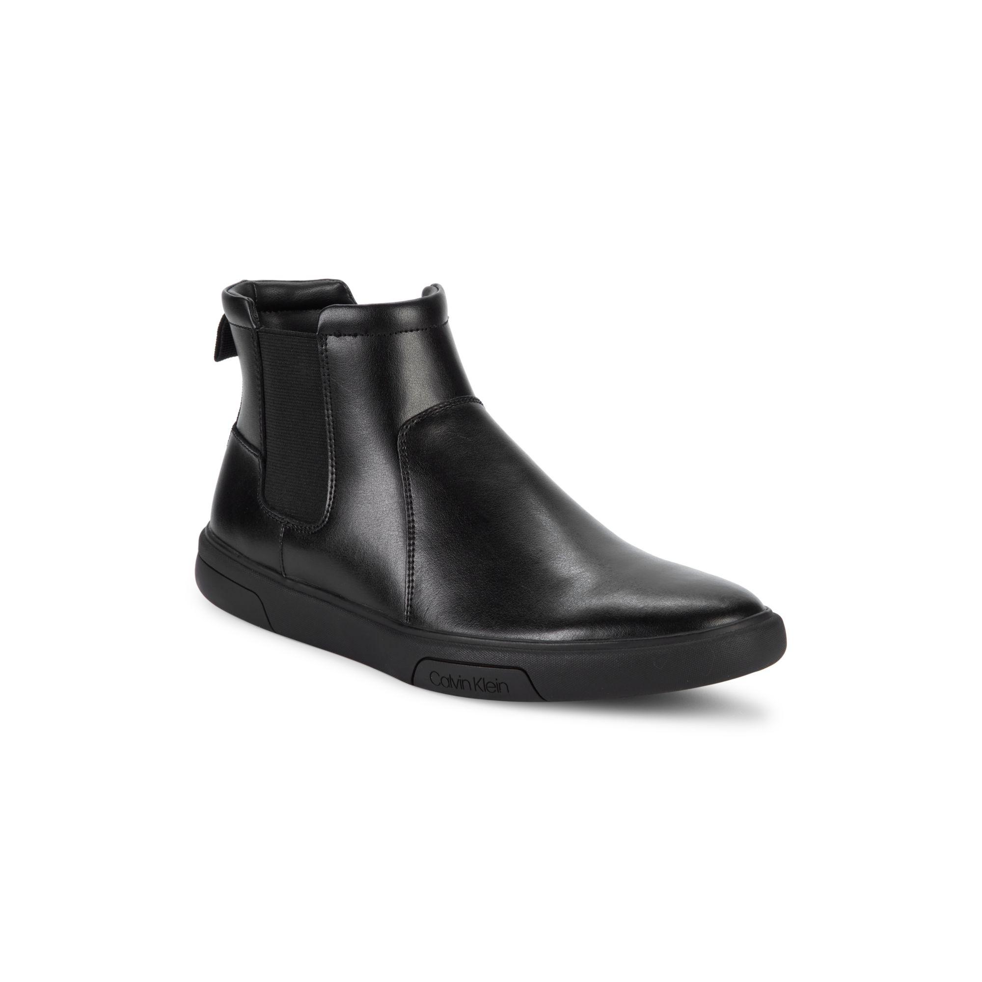 Calvin Klein Gideon Leather Chelsea Boots in Black for Men - Lyst