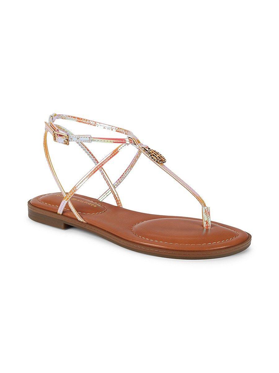 Tommy Hilfiger Morina Iridescent Flat Sandals in Metallic | Lyst