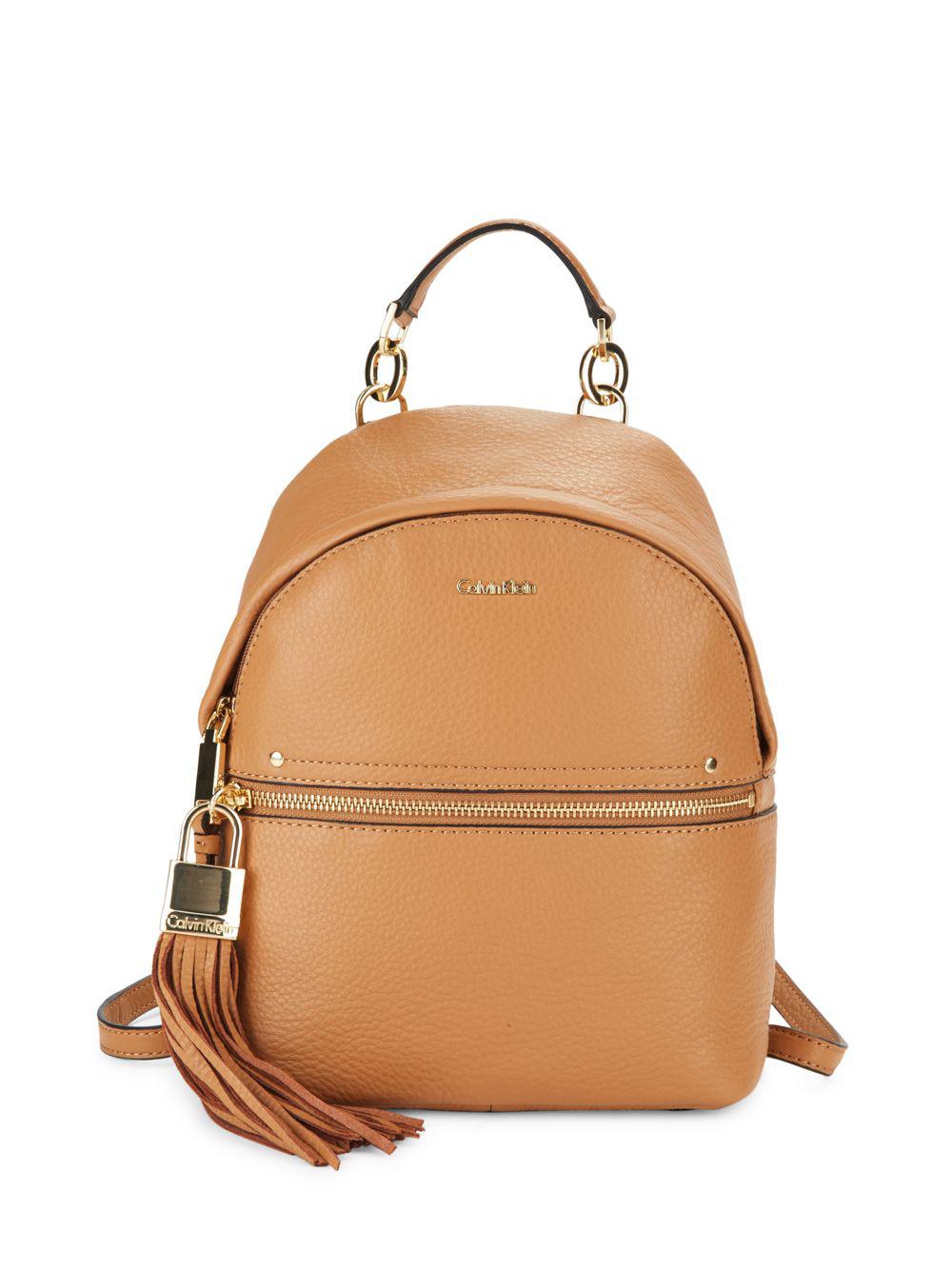 calvin klein pebble leather backpack