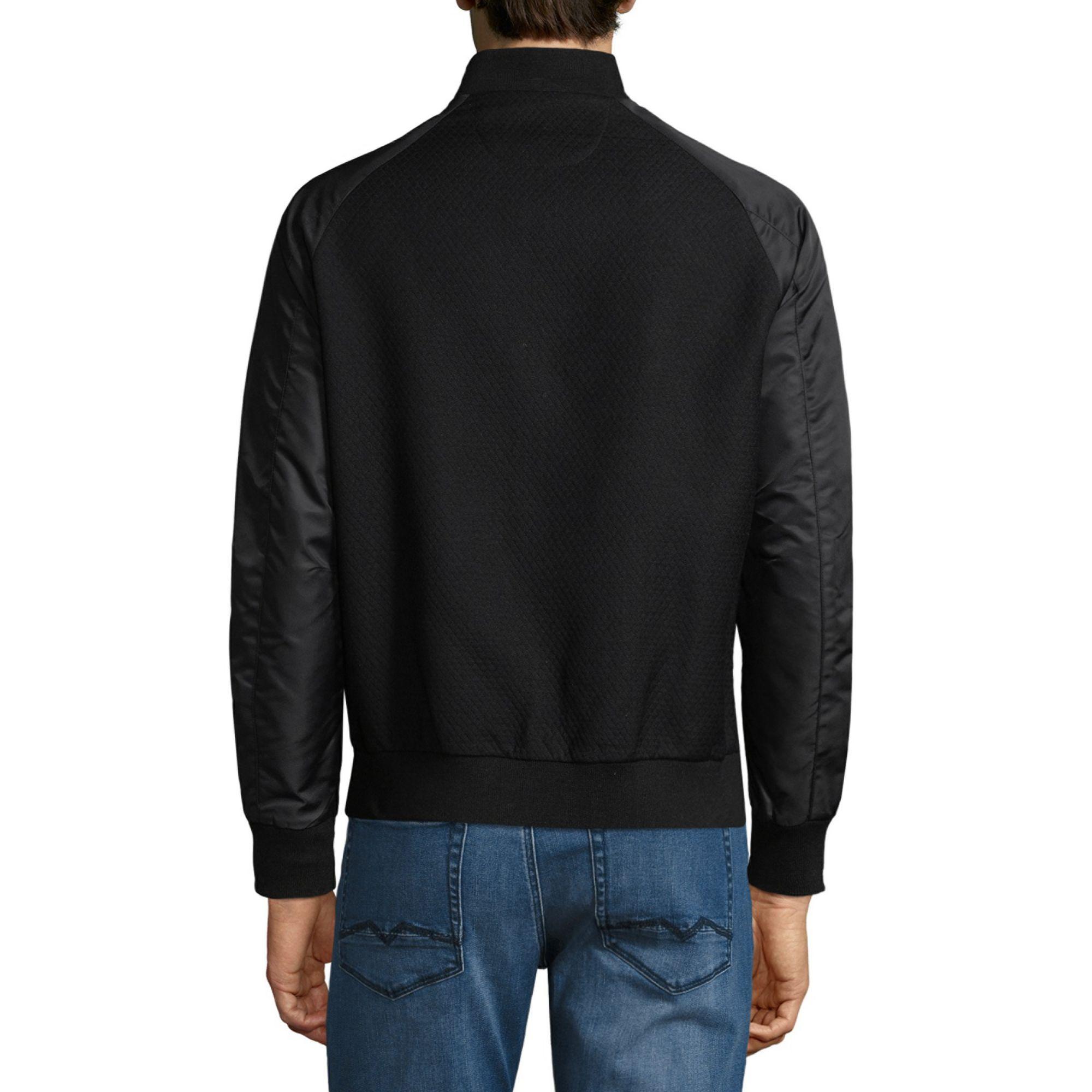 Karl Lagerfeld Wool Full-zip Textured Jacket in Black for Men - Lyst
