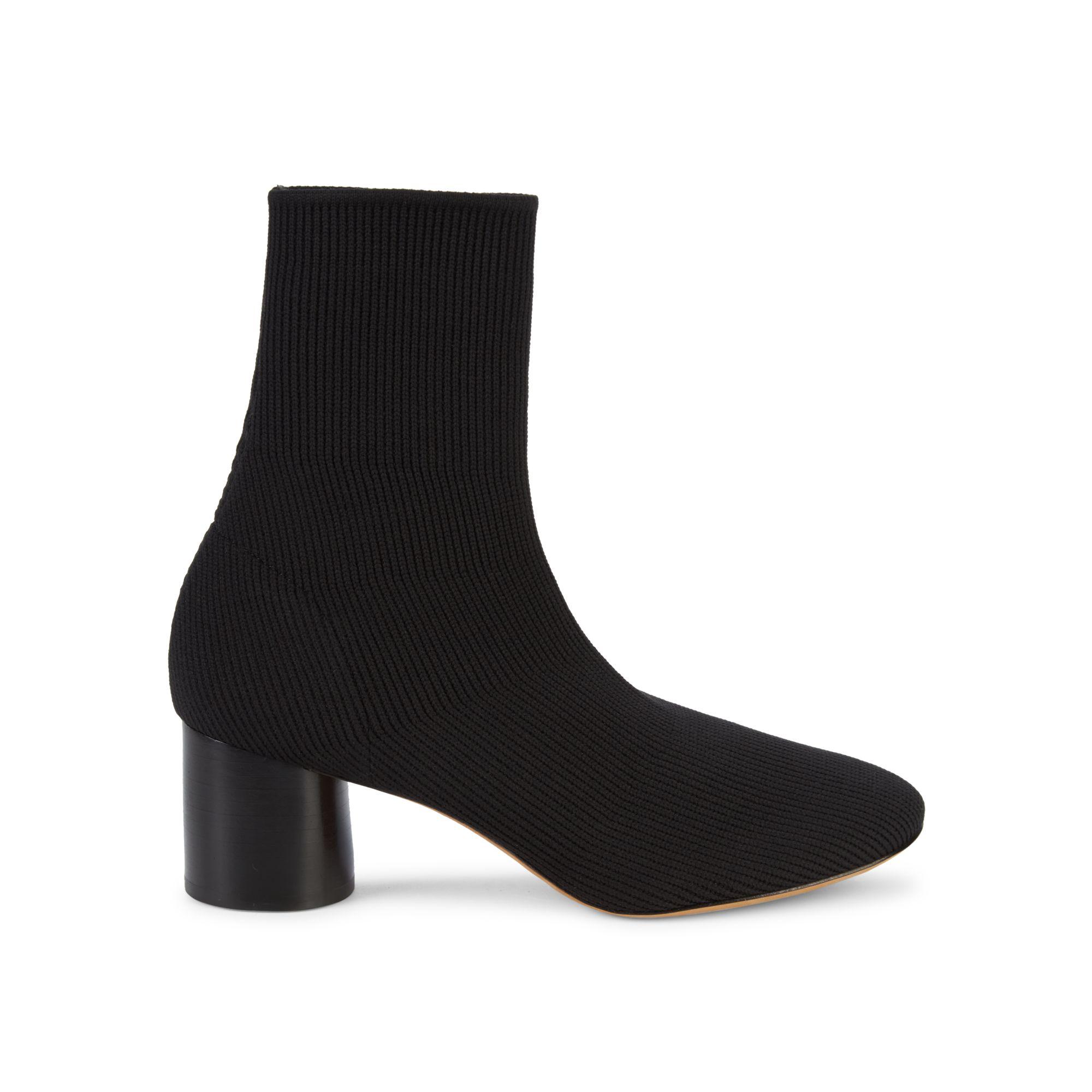 Vince Leather Tasha Rib-knit Cylinder Heel Sock Booties in Black - Lyst