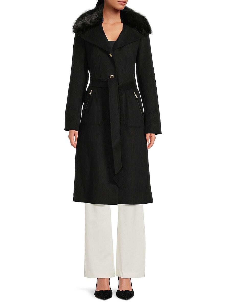 Guess long black coat clearance