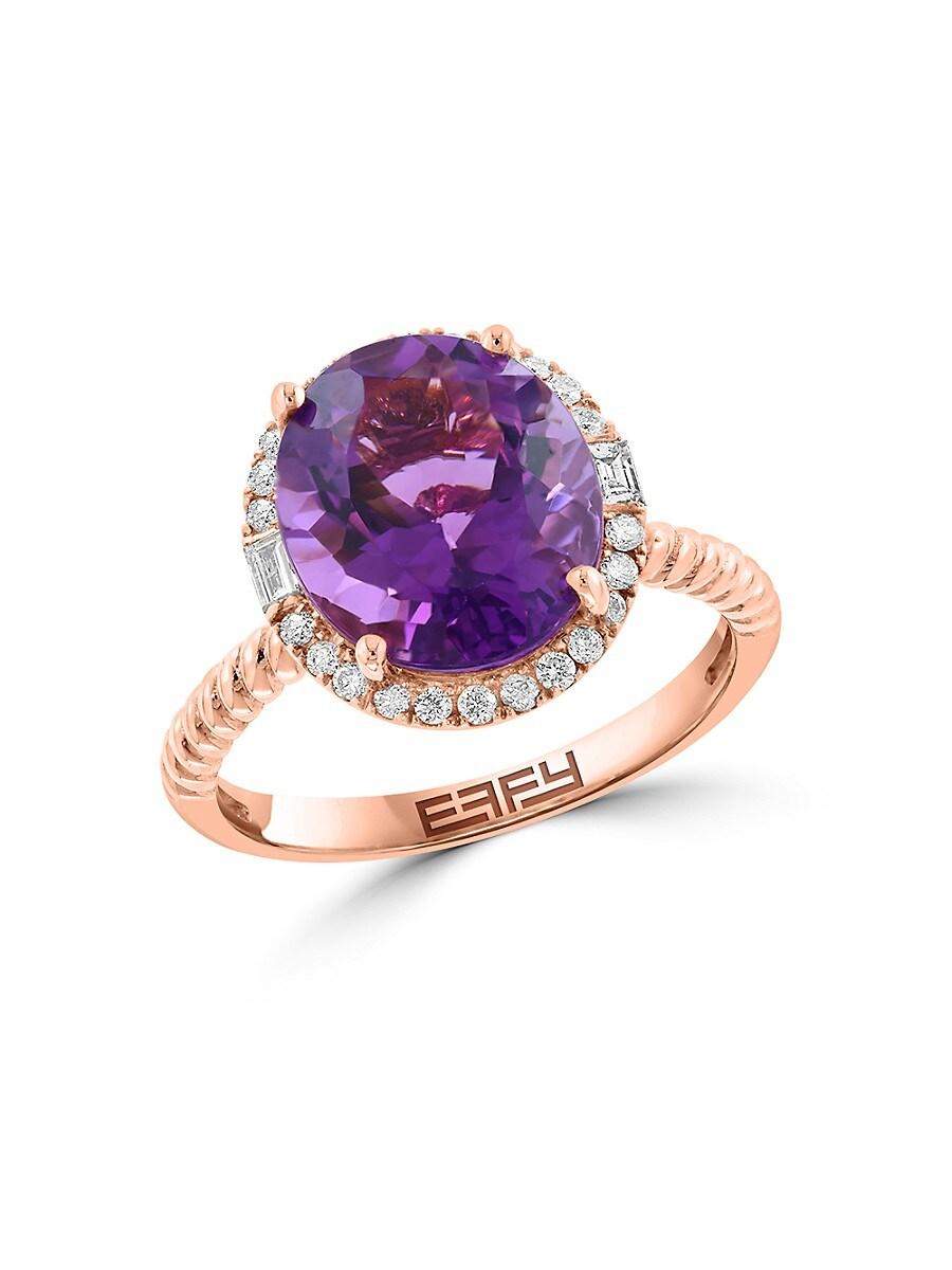 Effy 14K Rose, Amethyst Tcw Diamond Ring in Purple Lyst - Main Image