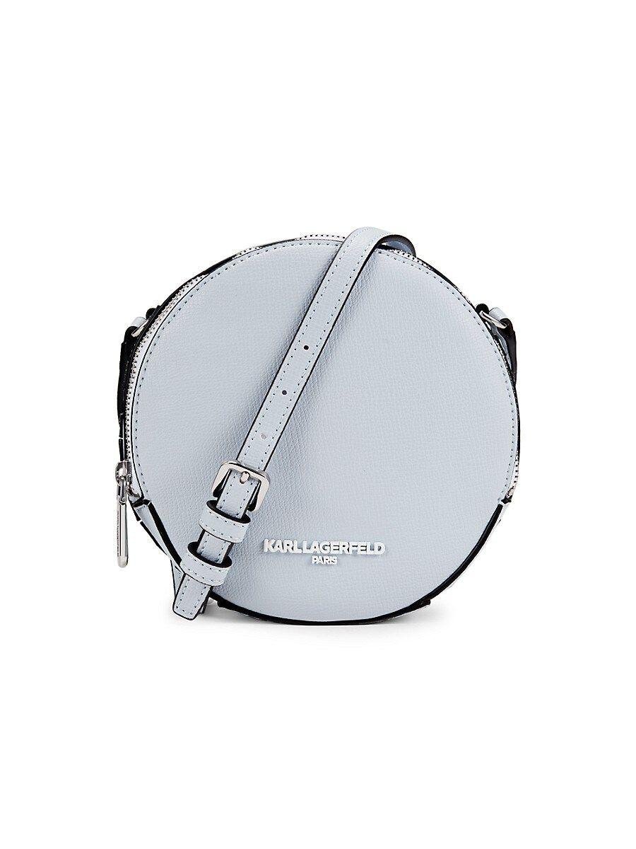 Karl Lagerfeld Abrielle Logo Leather Round Crossbody Bag in Gray