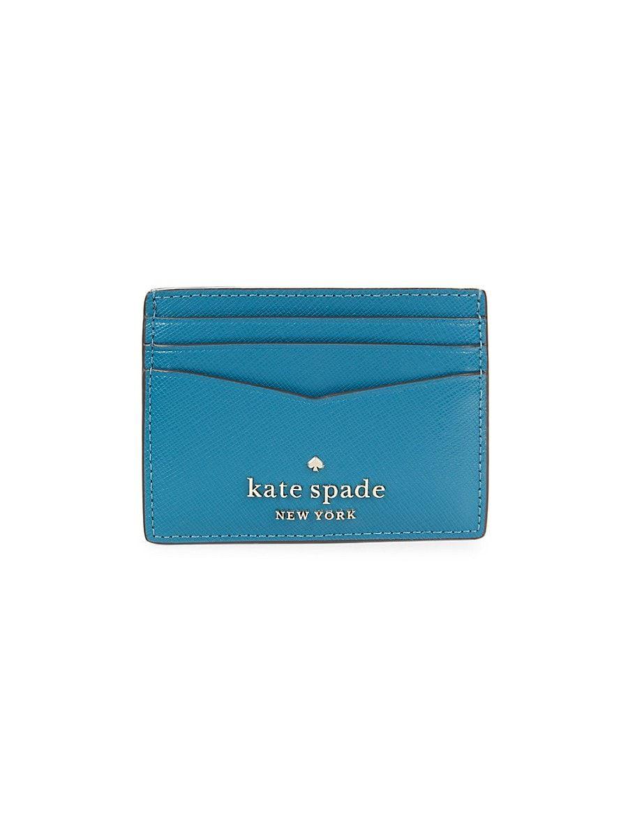 Kate Spade Large Slim Card Holder Orchard Toss Apple Blazer Blue Apple