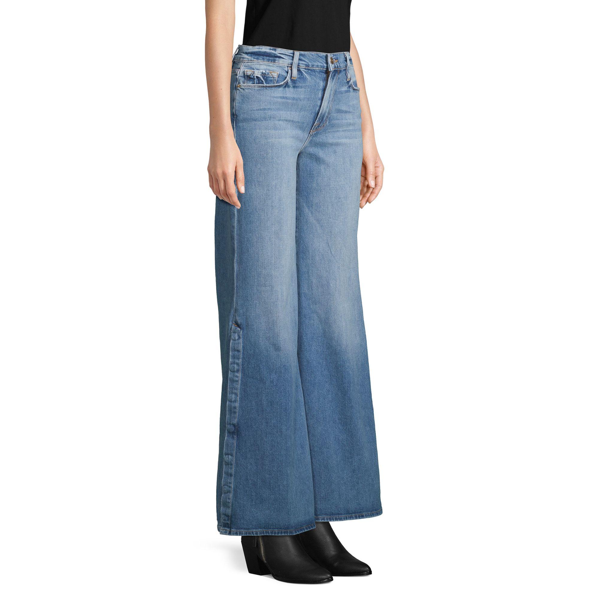 FRAME Denim Wide-leg Tearaway Jeans in Blue - Lyst