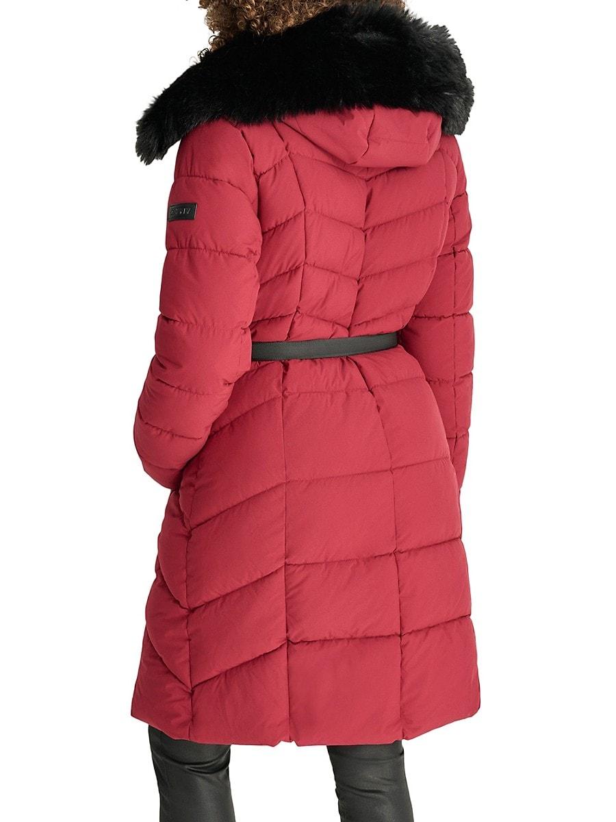 Red dkny coat deals