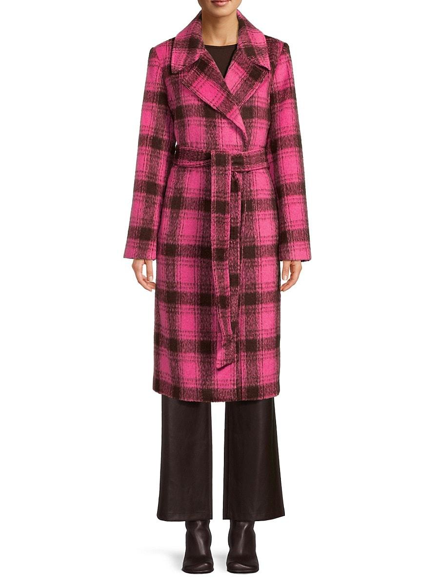 Plaid belted coat sale