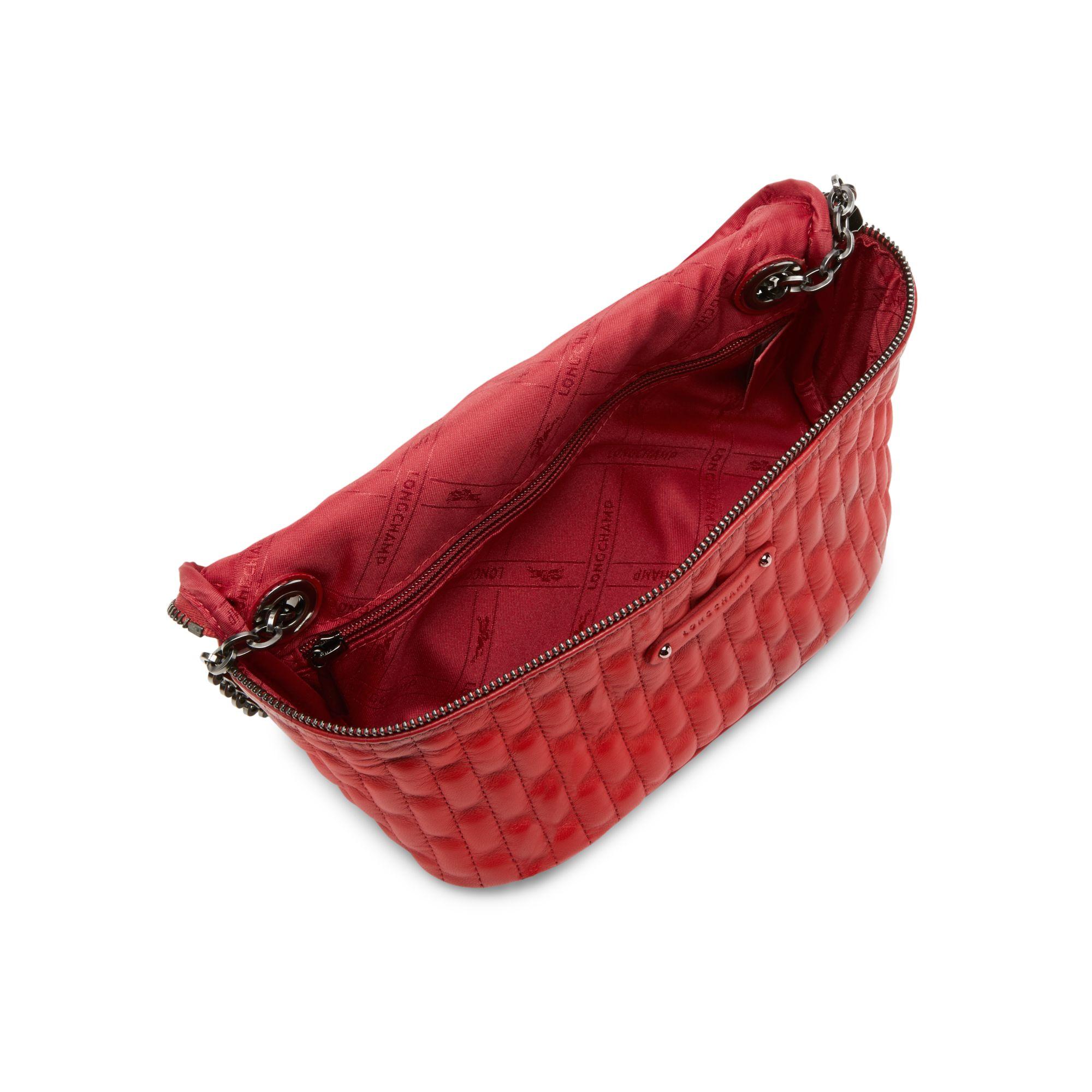 Longchamp e Quilted Leather Convertible Belt Bag in Red