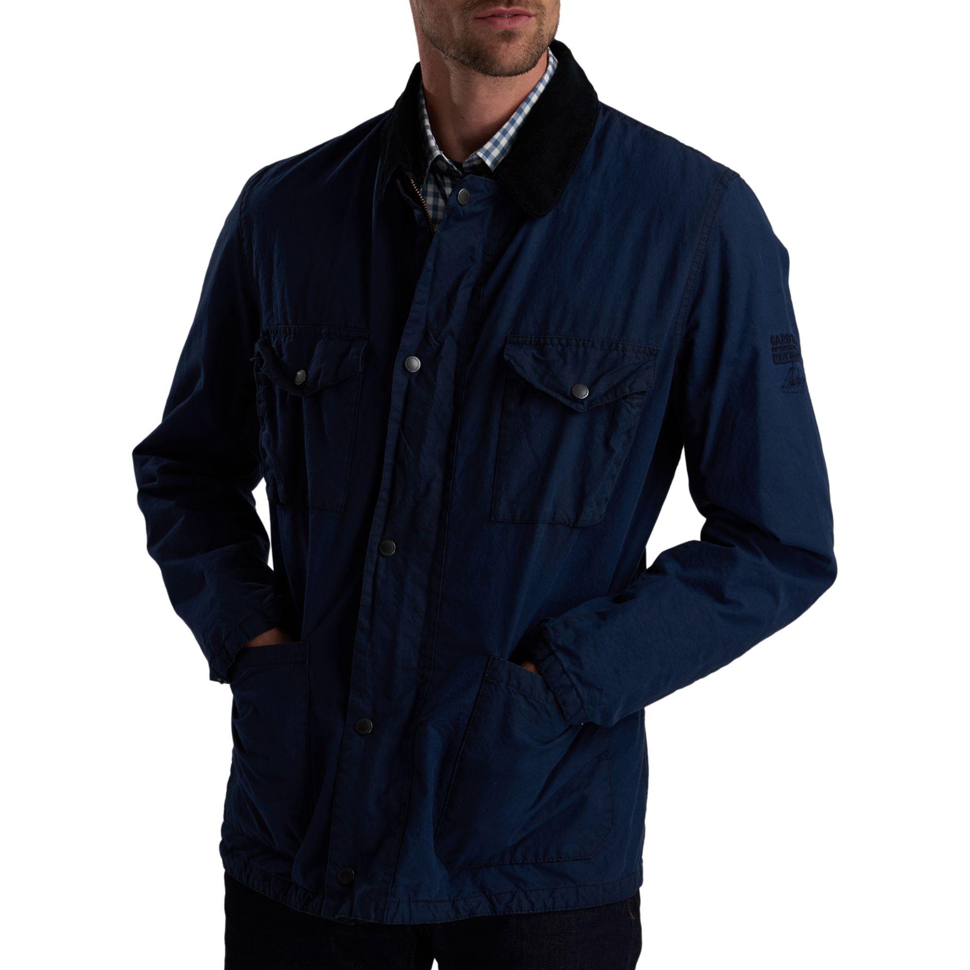 barbour blue cotton pocket jacket for men
