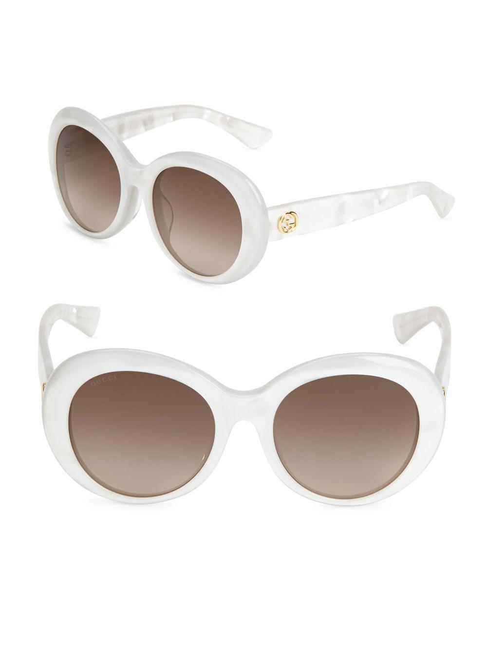 Gucci 54mm Round Sunglasses in White - Lyst
