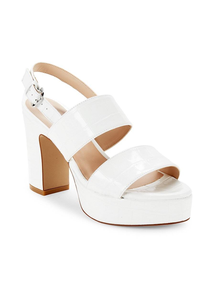 Stuart Weitzman Ono Embossed Leather Platform Sandals in White