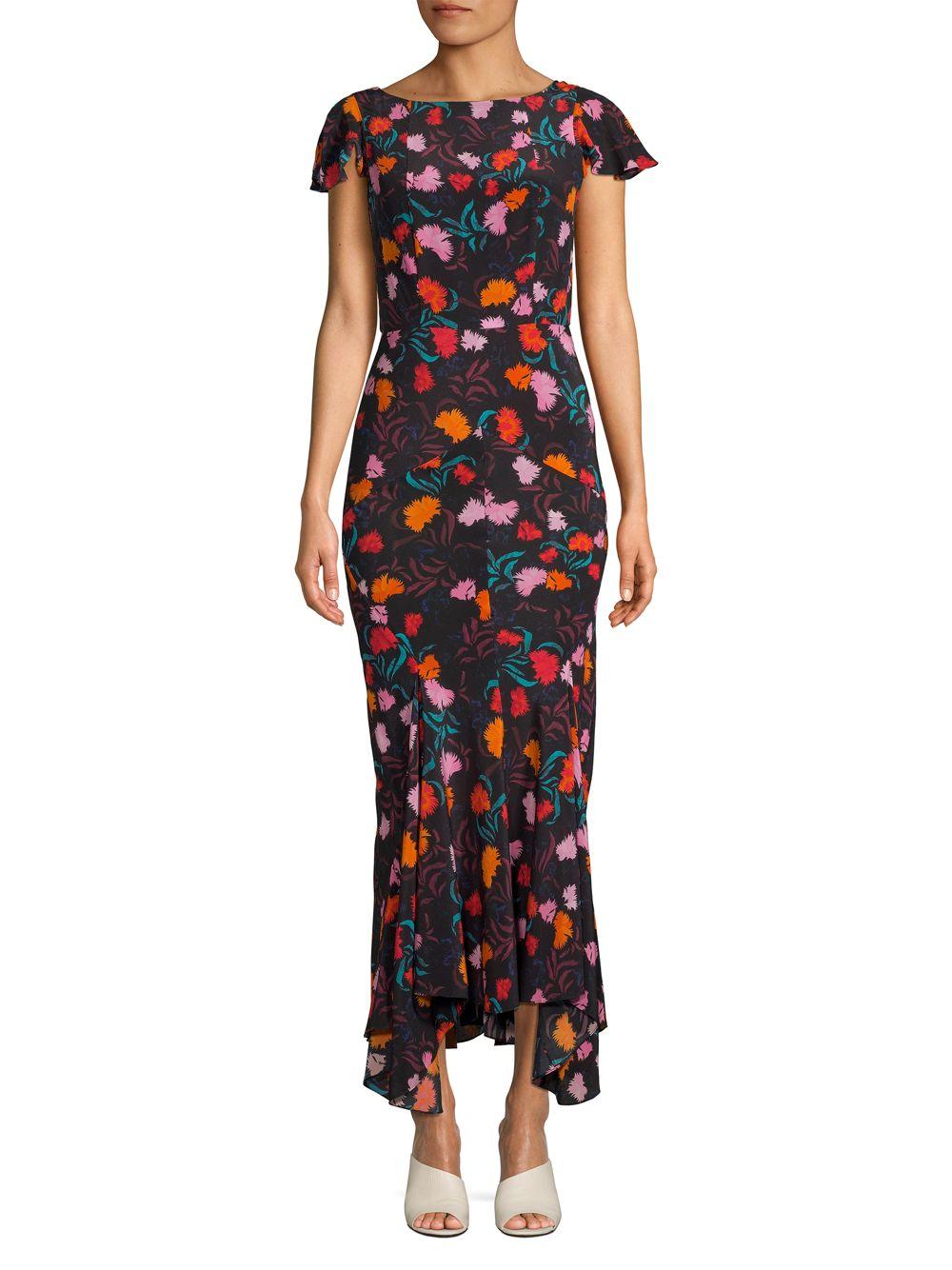 Saloni Daphne Floral Silk Maxi Dress in Black - Lyst