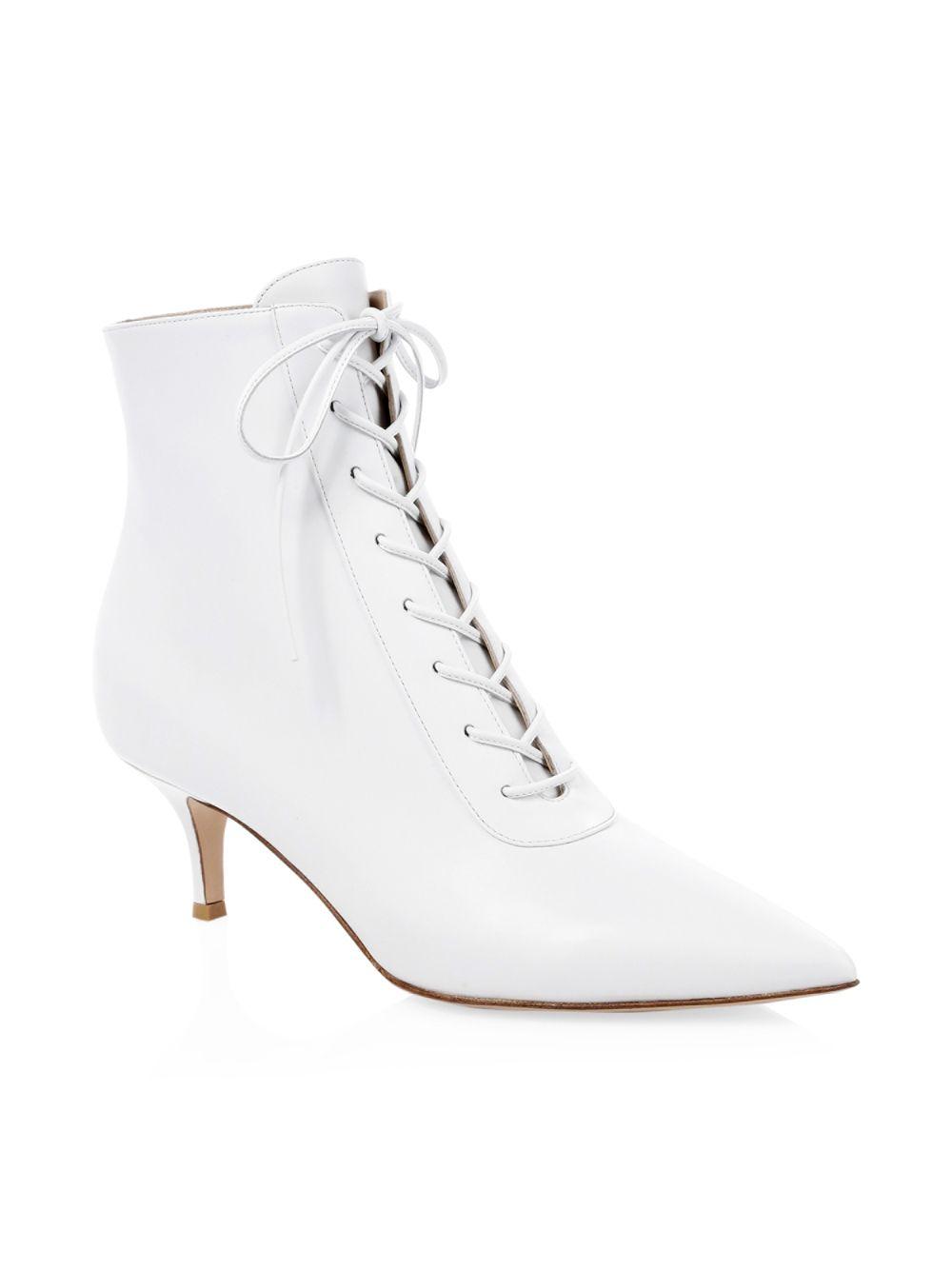 lace up white booties