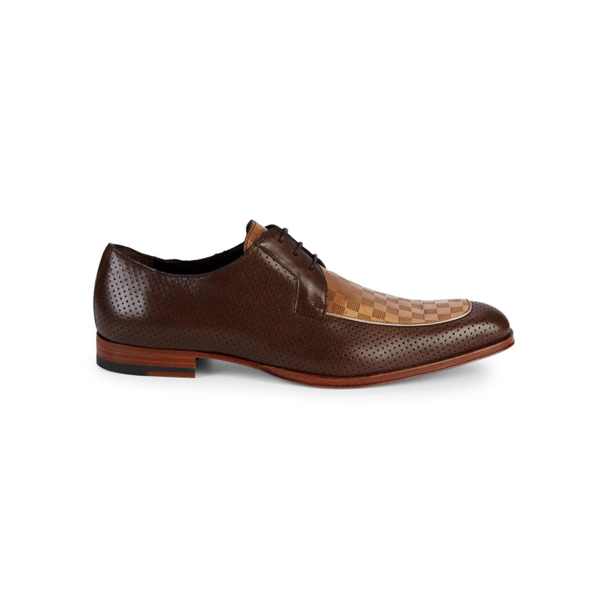 Mezlan Perforated Leather Derbys in Brown for Men - Lyst