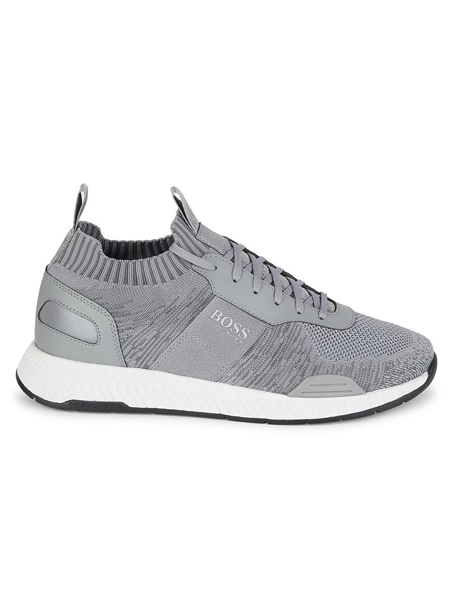 boss titanium trainers grey
