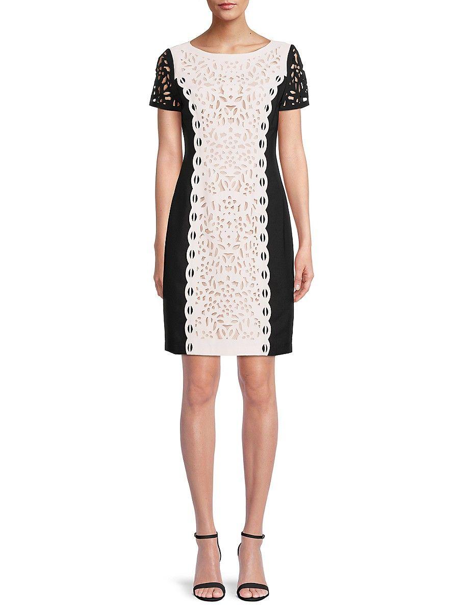 FOCUS BY SHANI Colorblock Laser Cut Sheath Dress Lyst