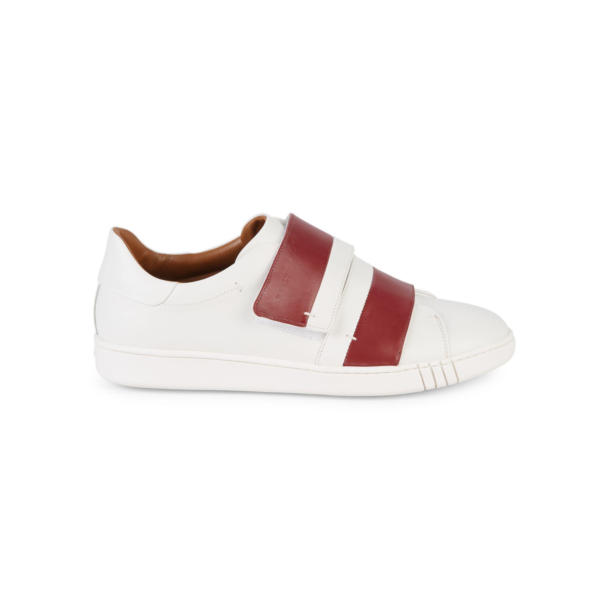 Bally Willet Leather Grip-tape Sneakers in White for Men | Lyst