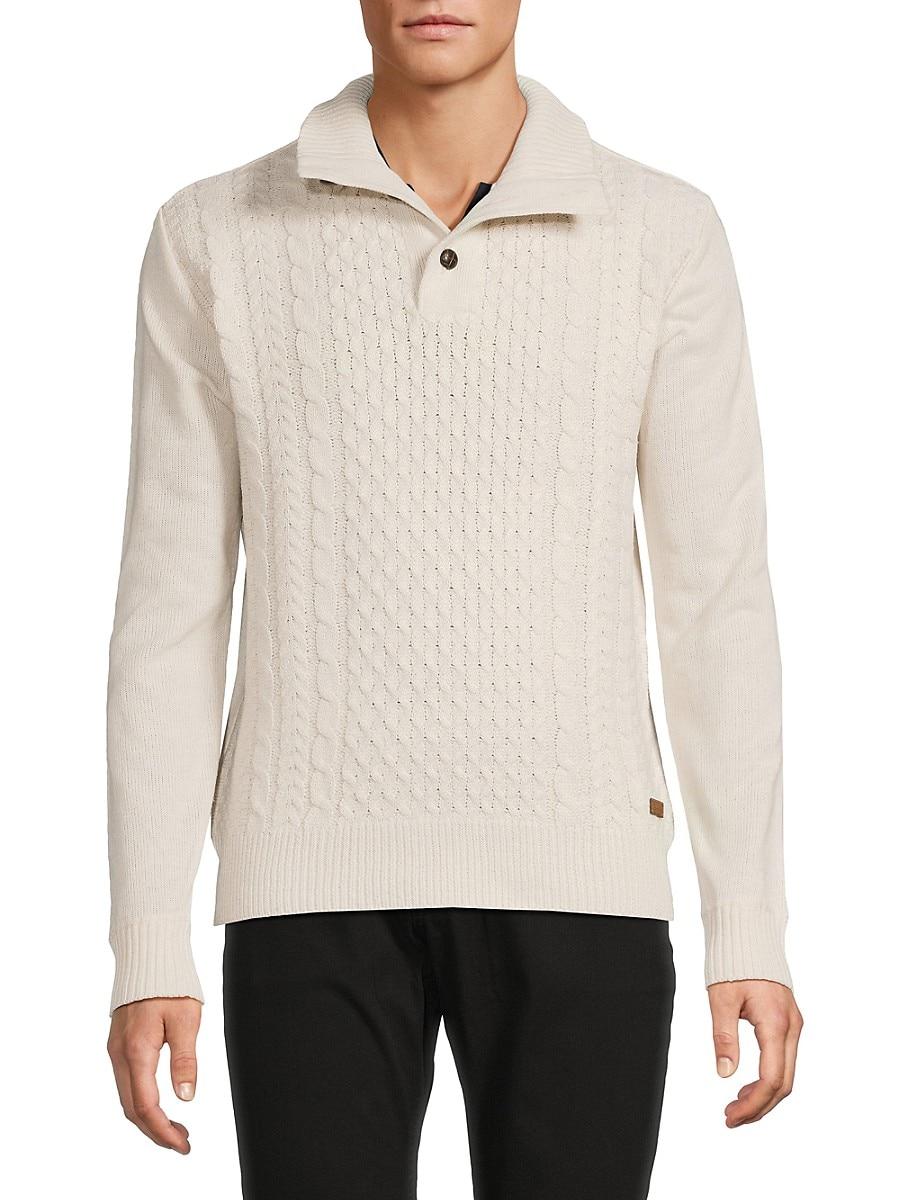 Buffalo David Bitton Textured Mock Turtleneck Sweater in White for