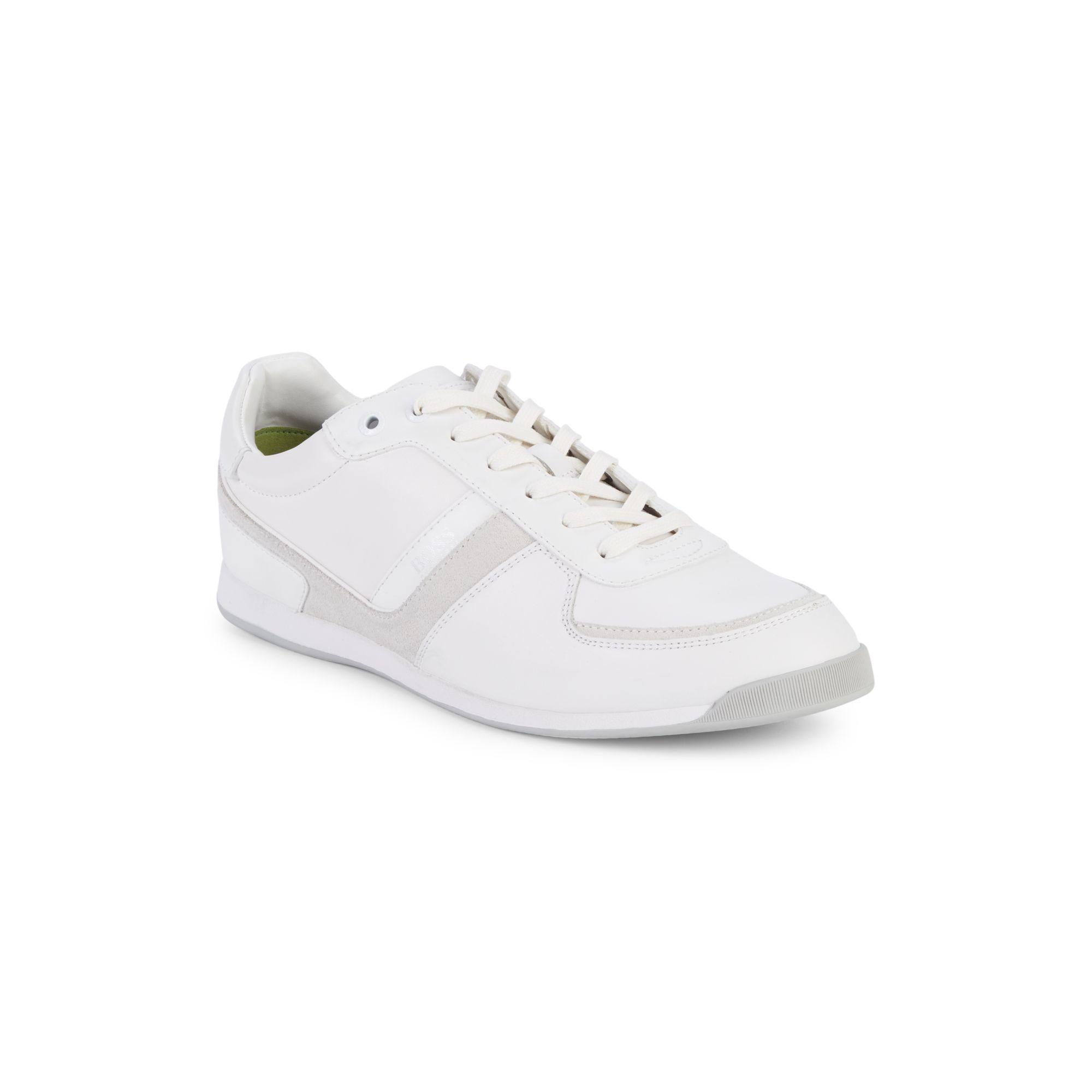 BOSS by Hugo Boss Leather Logo Lace-up Sneakers in White for Men - Lyst