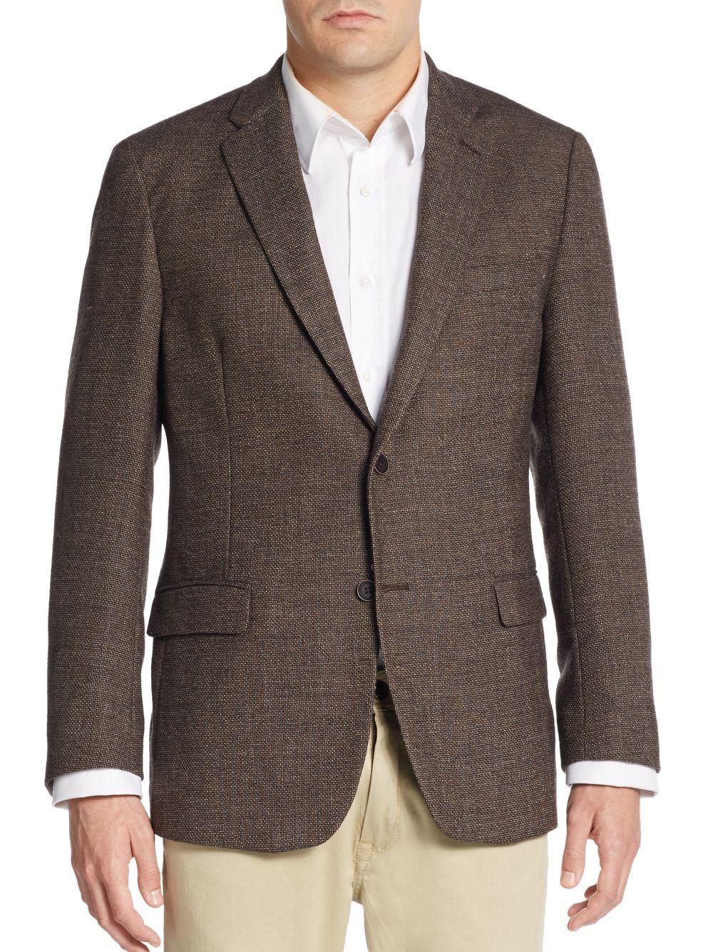 Tommy Hilfiger Regular-fit Hopsack Wool Sportcoat in Brown for Men | Lyst