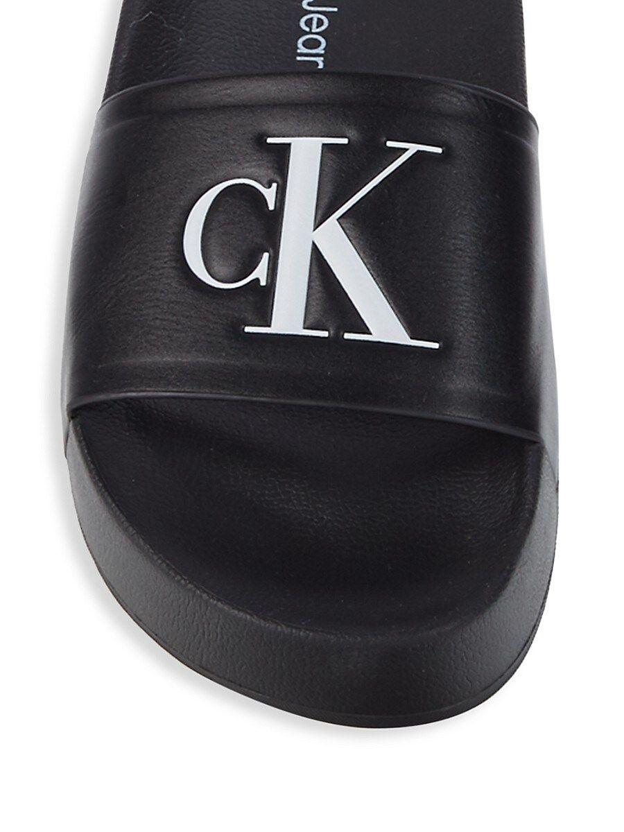 Calvin Klein Kcdariela Logo Slides in Black | Lyst