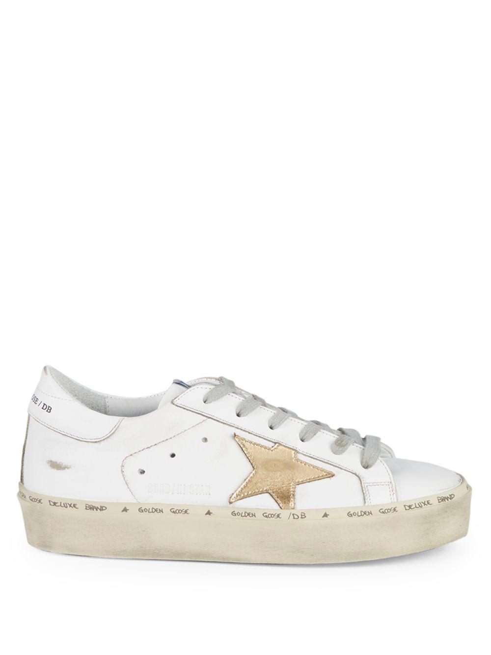 Golden Goose Deluxe Brand Logo Leather Platform Sneakers in White - Lyst