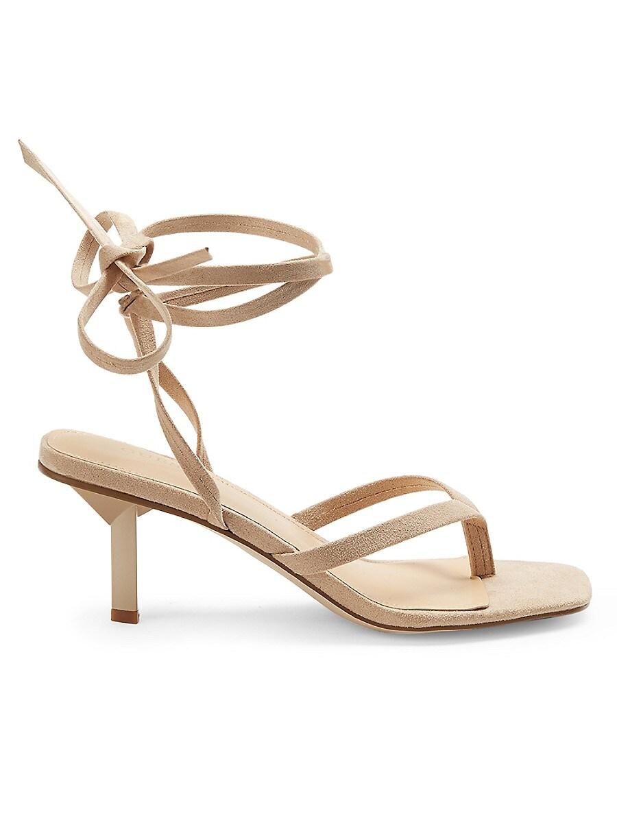 Guess Ankle Wrap Kitten Heel Sandals in Metallic | Lyst