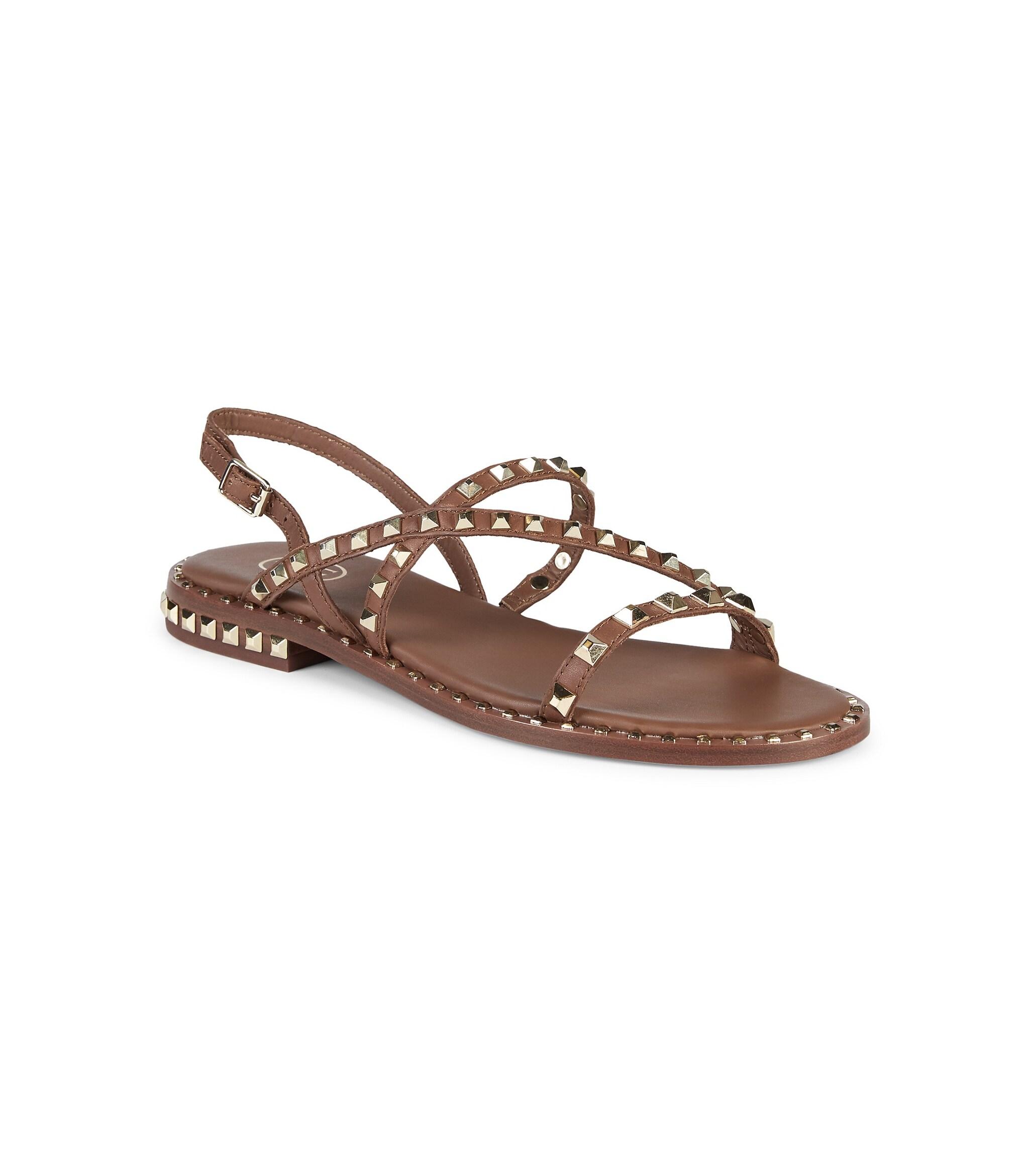 Ash Peace Studded Slingback Leather Sandals in Brown | Lyst