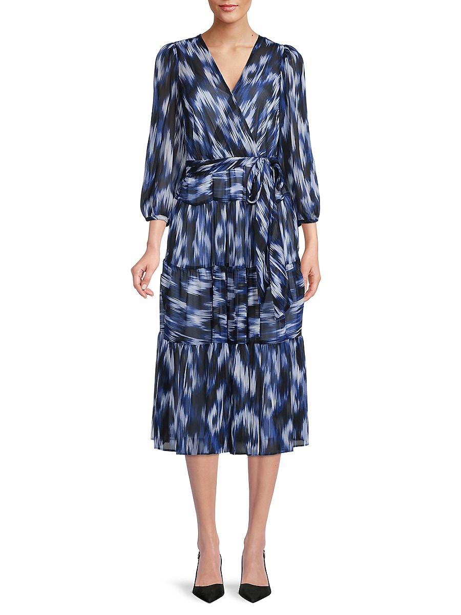 Calvin Klein Surplice Tiered Maxi Dress in Blue | Lyst
