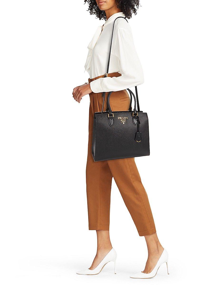 Prada Two-way Saffiano Leather Satchel in White