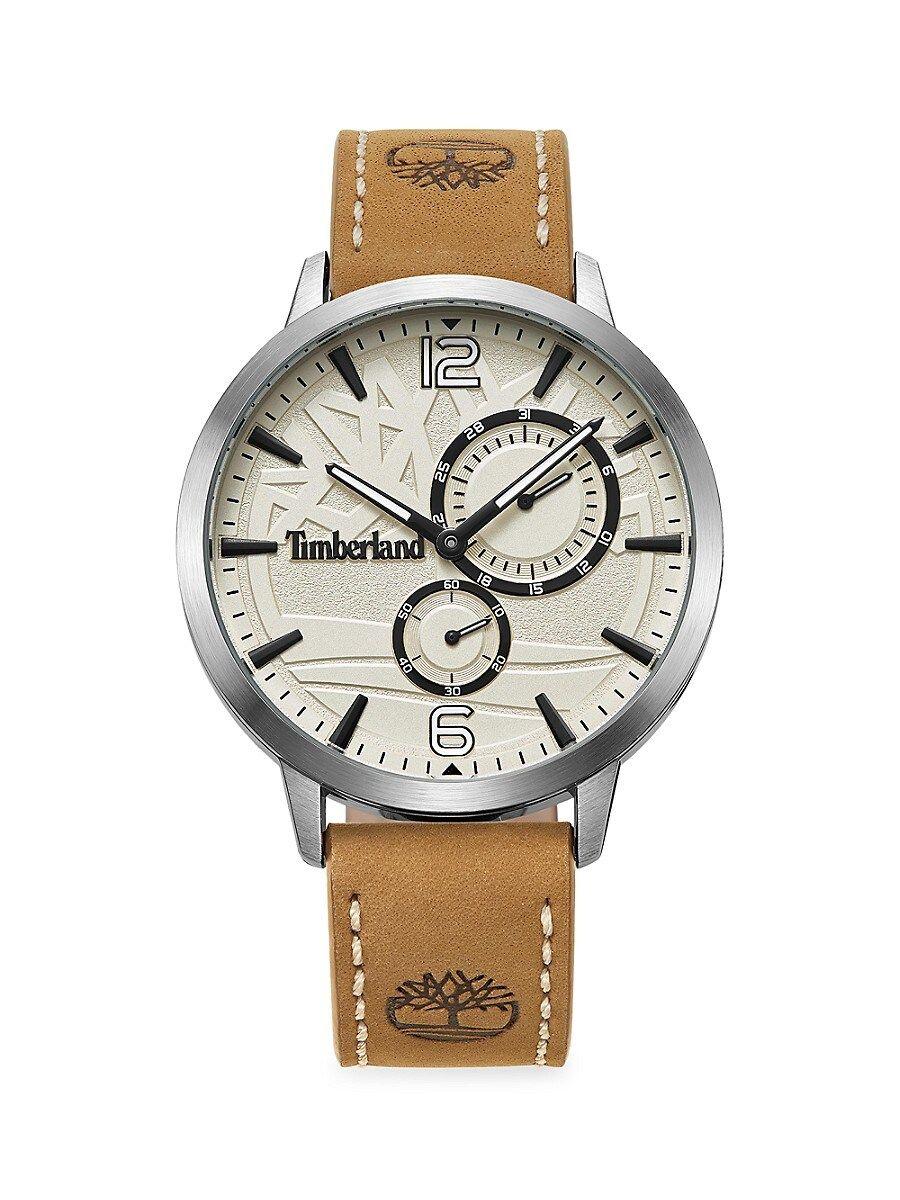 Timberland Dress Sport 44mm Stainless Steel & Leather Strap Watch in  Metallic for Men | Lyst