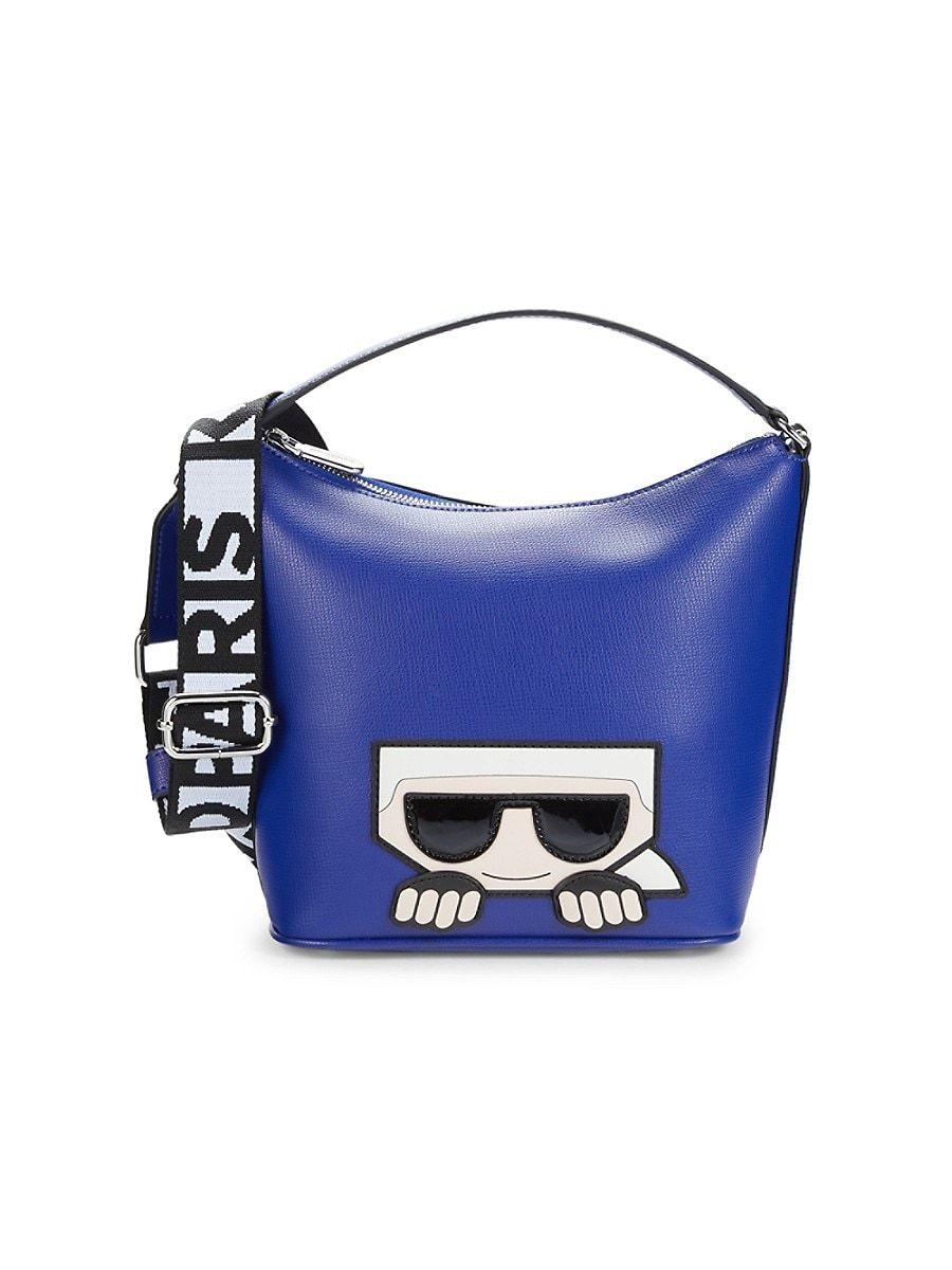 Karl Lagerfeld Maybelle Logo Leather Bucket Bag in Blue | Lyst