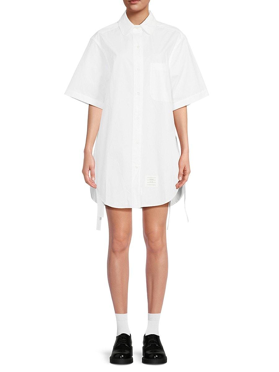 Thom Browne Cotton Poplin Button-Front Minidress in White