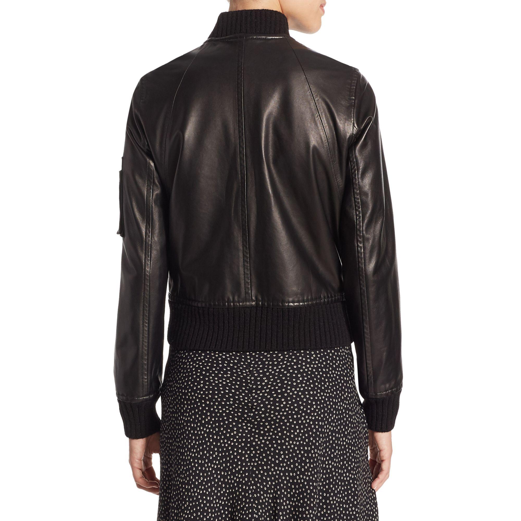 Vince Oversized Leather Bomber Jacket in Canyon
