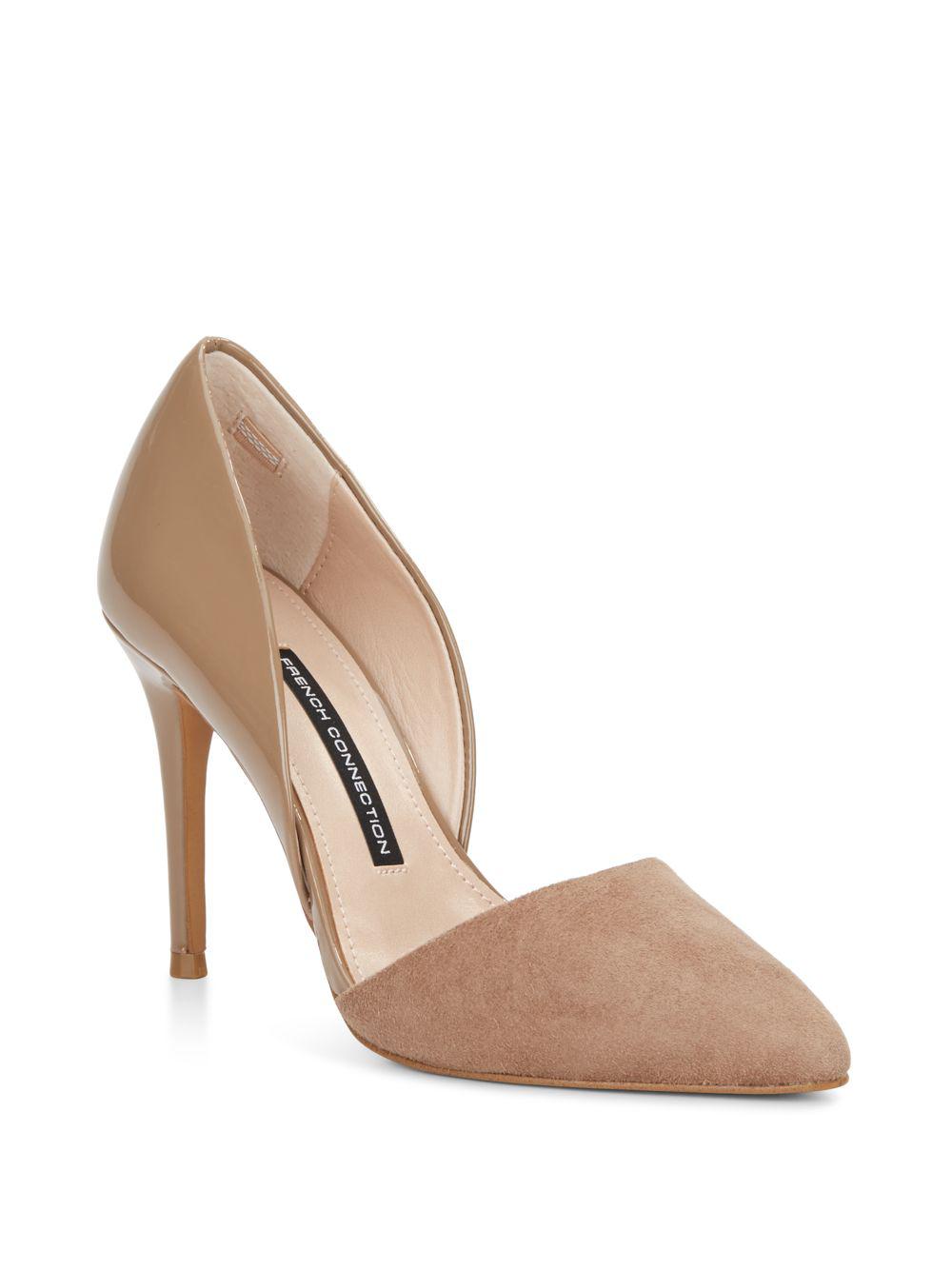 French Connection Elvia Leather & Suede D'orsay Pumps in Natural | Lyst