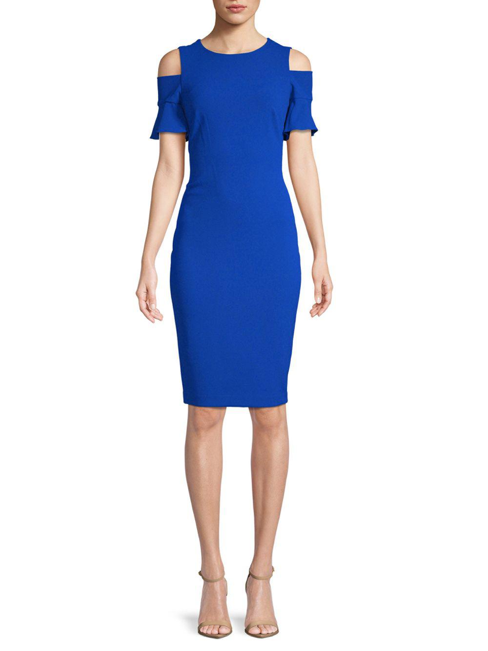 Blue Cold Shoulder Dress Store, 51% OFF ...