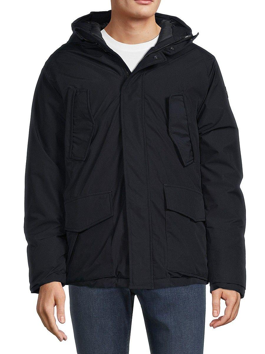 Class Roberto Cavalli Taslon Nylon Hooded Parka in Black for Men | Lyst