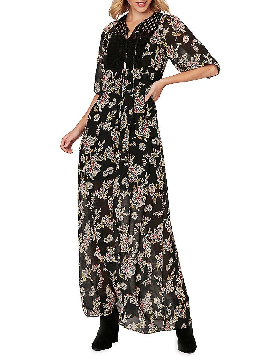 Daniel Rainn Francesca Floral Maxi Dress in White | Lyst