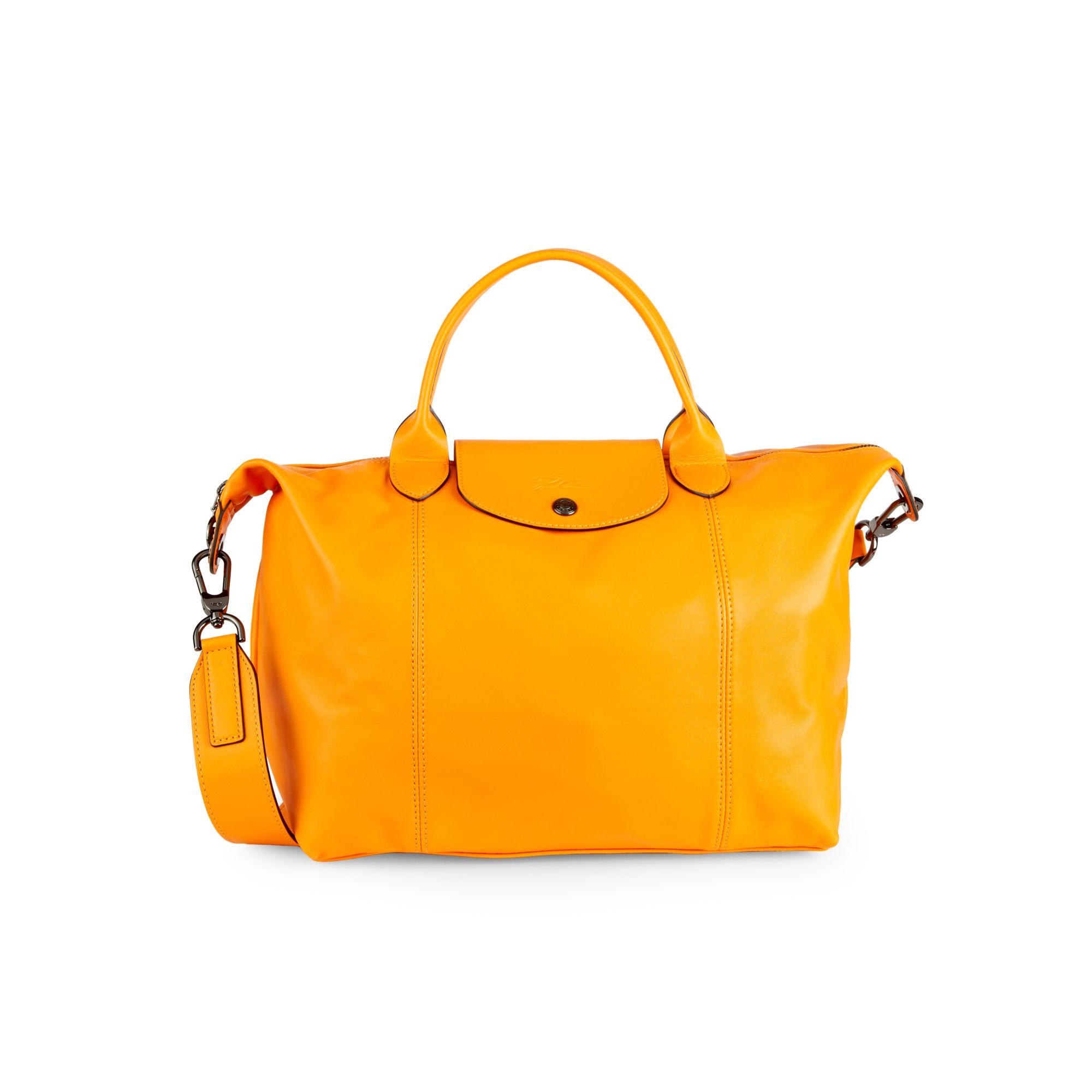 longchamp le pliage orange bag