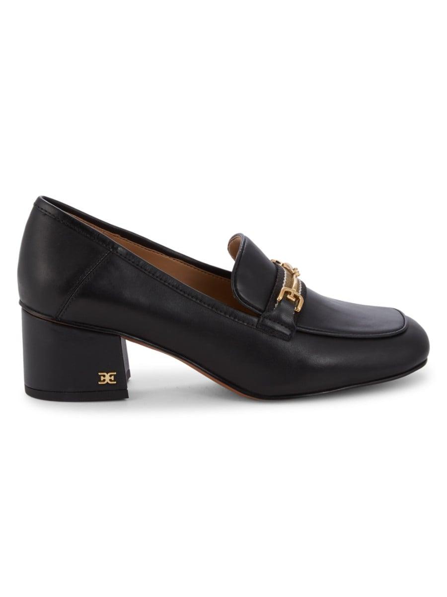 Sam Edelman Women's Flo Heeled Leather Loafers - Black - Size 7.5 | Lyst