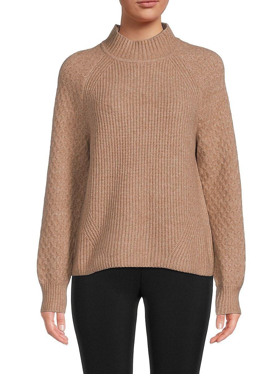 Calvin Klein Cable Knit Raglan Sleeve Sweater in Natural | Lyst