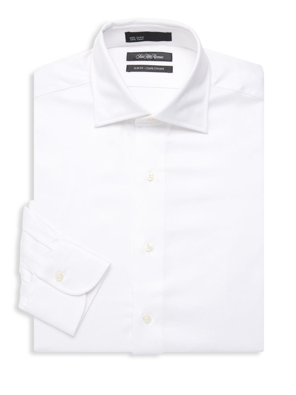 Montblanc Slim-fit Solid Dress Shirt in White for Men | Lyst