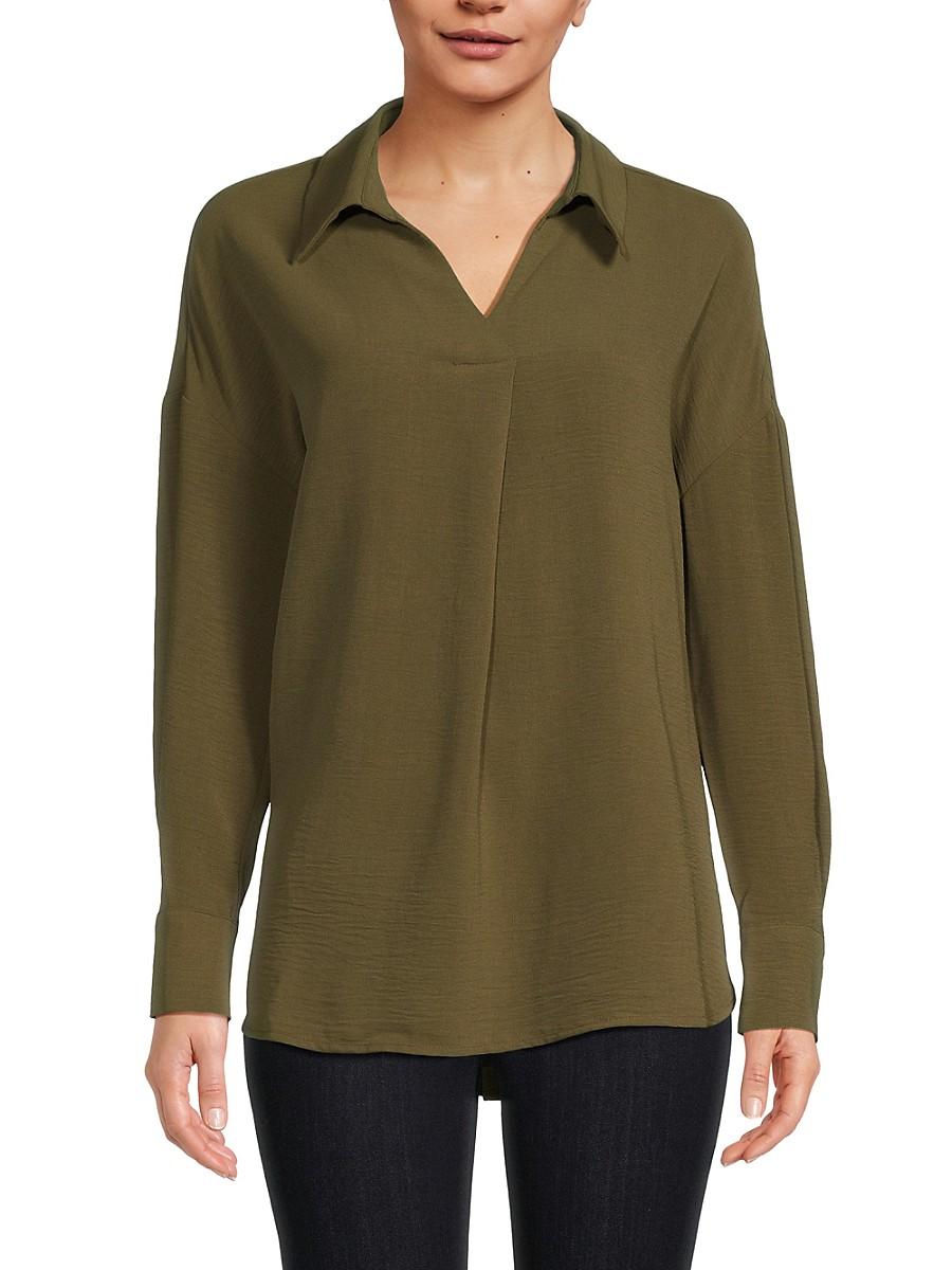 Adrianna Papell Airflow Collared Tunic Top in Green Lyst UK